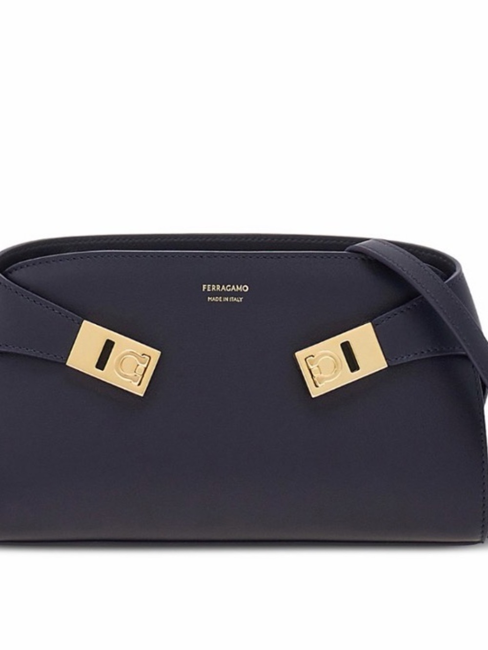 Salvatore Ferragamo Navy Leather Shoulder Bag with Gold Hardware NWT - Picture 11 of 15